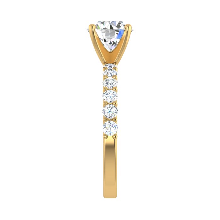 14K YELLOW GOLD 2MM SHARED PRONG DIAMOND HALFWAY ENAGAGEMENT RING